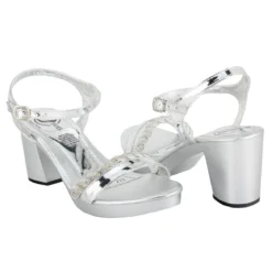 Sandalia Fiesta Graduación Moda Brillo Para Mujer Joza 06357/58 Plata-Oro