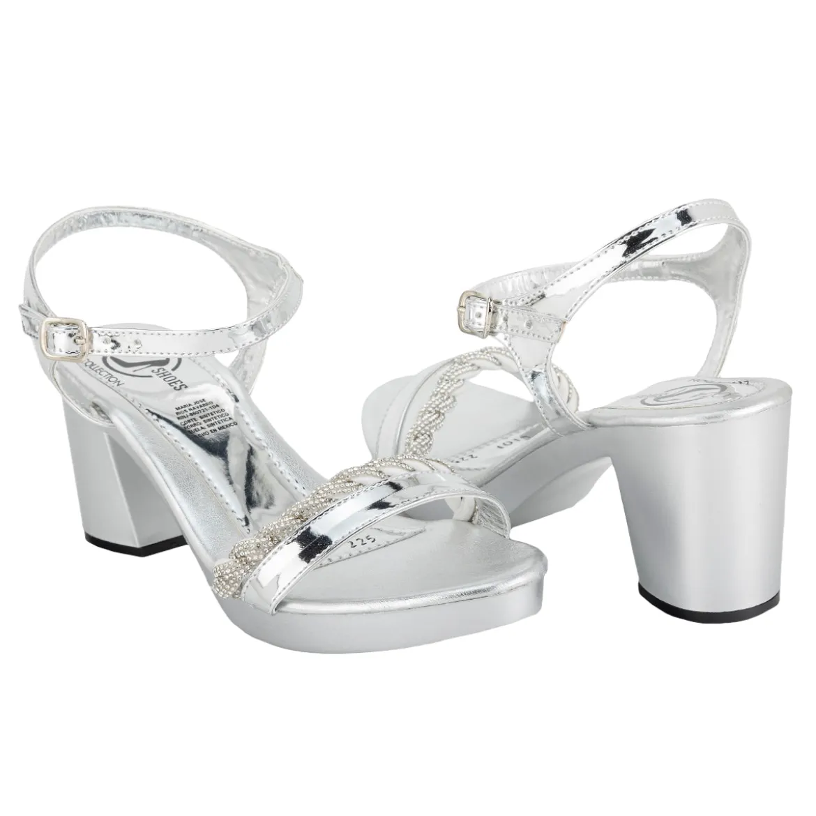 Sandalia Fiesta Graduación Moda Brillo Para Mujer Joza 06357/58 Plata-Oro
