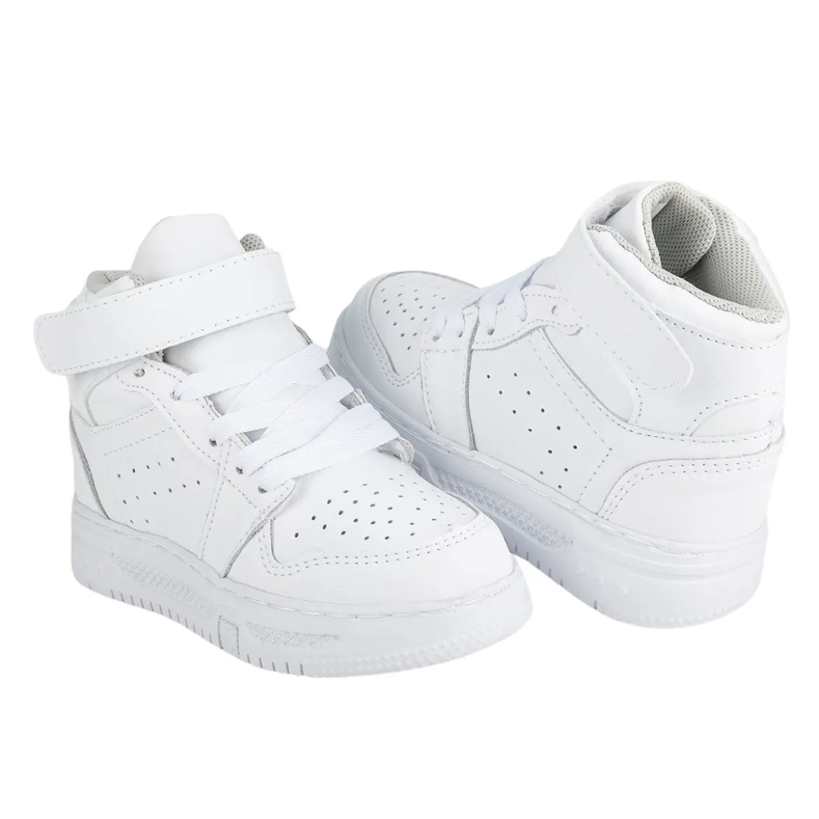Tenis Blancos Escolar Bota Casual Velcro Para Niño Blasito 05534