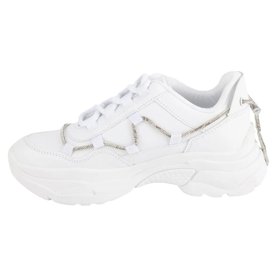 Tenis Blancos Plataforma Brillos Para Mujer Neosport 05216