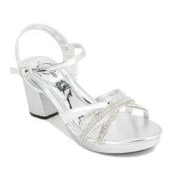 Zapatilla Elegante Fiesta Graduación Tiras Brillo Plata Para Mujer Joza 05412
